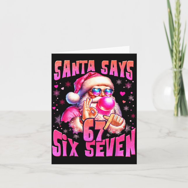 Santa Says Six Seven 6 7 Meme Santa Nk Bubble Chri Card (Front)