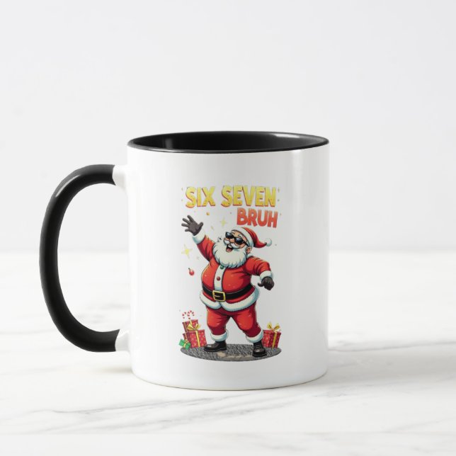 🎅Santa Says Six Seven Meme Funny Santa Holding  Mug (Left)