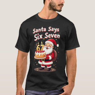 🎅Santa Says Six Seven Meme – Funny Santa Holding  T-Shirt
