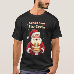 🎅Santa Says Six Seven Meme – Funny Santa Holding  T-Shirt