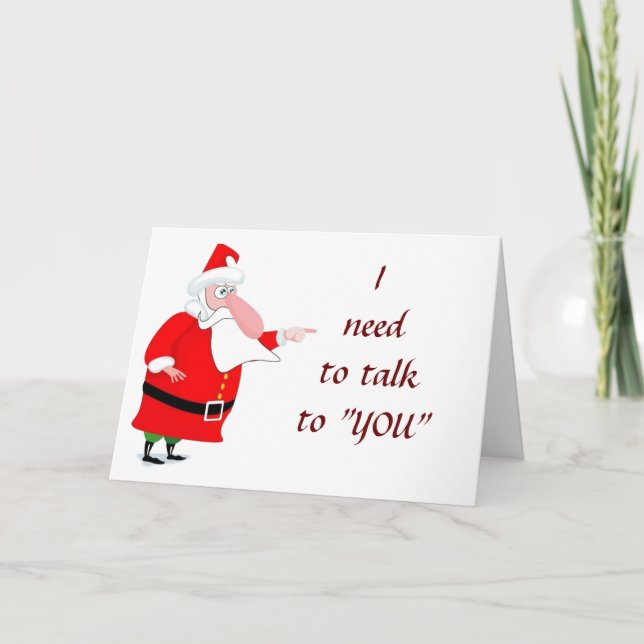 SANTA SAYS *YOU* ARE ON NAUGHTY LIST! HOLIDAY CARD (Front)