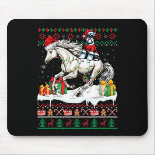 Santa Schnauzer Riding Horse Christmas Sweater Lov Mouse Mat
