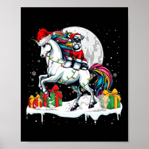 Santa Schnauzer Riding Unicorn Christmas Owner Kid Poster