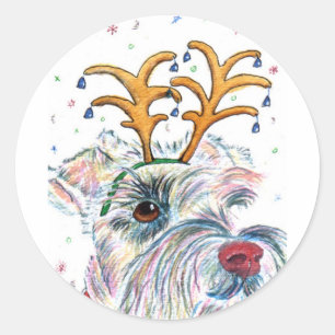 Santa Schnauzer Round Stickers