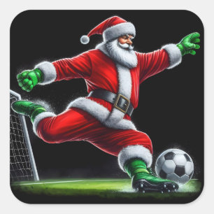 Santa Scores on Christmas Eve Soccer! Square Sticker