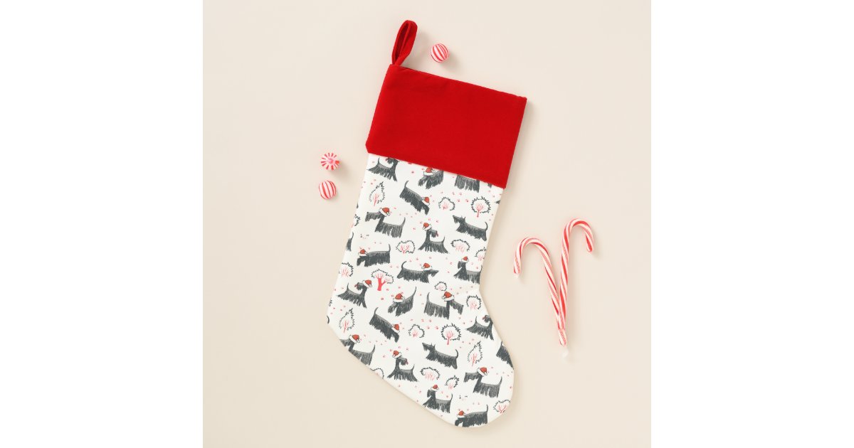 Santa Scottie Dog Holiday Scottish Terrier XMAS Christmas Stocking Zazzle