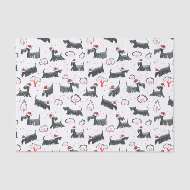 Santa Scottie Dog Scottish Terrier Puppy Christmas Tissue Paper (Front)