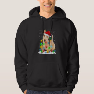 Santa Scottish Terrier Christmas Light Pajama Dog  Hoodie