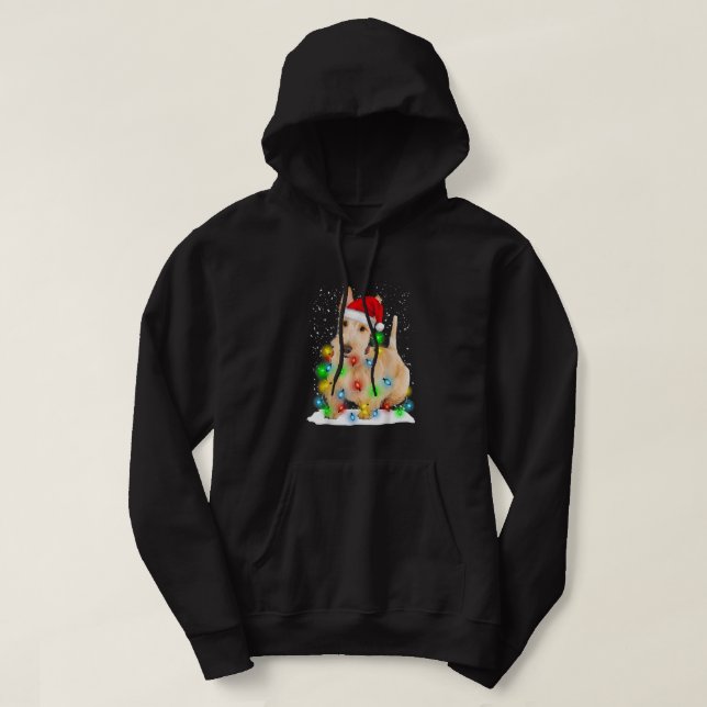 Santa Scottish Terrier Christmas Light Pajama Dog  Hoodie (Design Front)