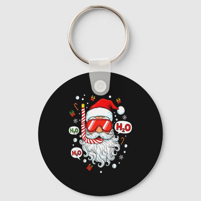 Santa Scuba Diving Equipment Funny Scuba Diver Chr Key Ring (Front)