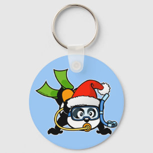 Santa Scuba Panda Key Ring