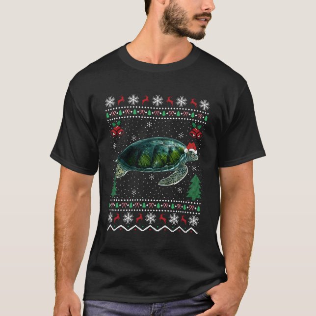 Santa Sea Turtles Ugly Turtle T-Shirt (Front)
