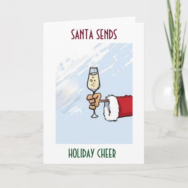 SANTA SENDS CHEER AT CHRISTMAS-TIME TO PARTY/ENJOY HOLIDAY CARD (Front)