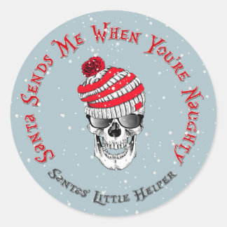Santa Sends Me When You're Naughty Classic Round Sticker