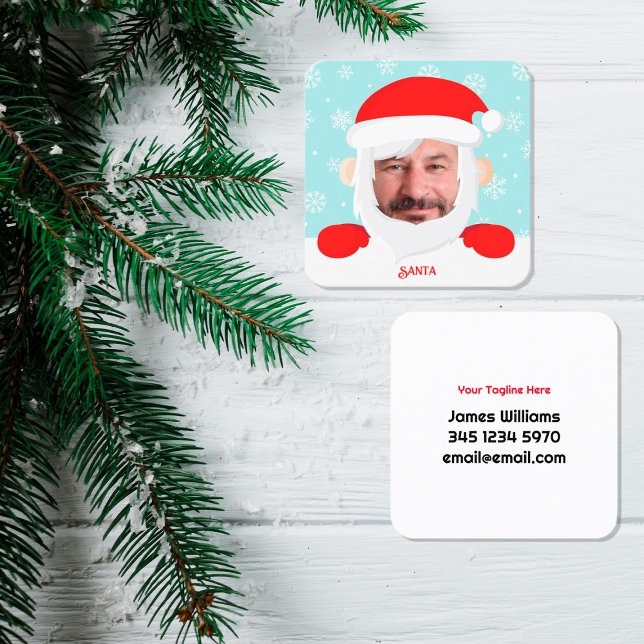 Santa Services Custom Photo Square Business Card (Santa Customized Photo Card)