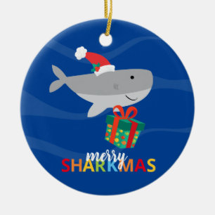 Santa Shark Ceramic Tree Decoration