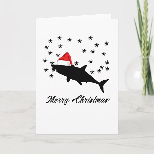 Santa Shark Christmas Gifts - Merry Christmas Holiday Card (Front)