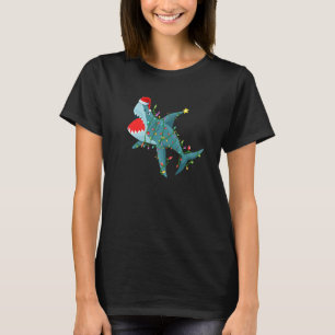 Santa Shark Christmas Lights Funny Boys Sharkmas X T-Shirt