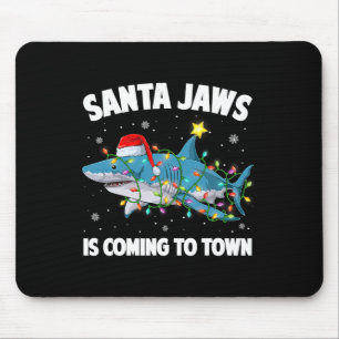 Santa Shark Christmas Lights Merry Sharkmas Xmas B Mouse Mat