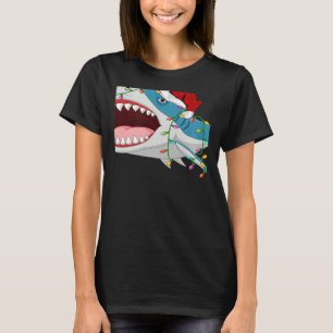 Santa Shark Christmas Lights Shark Xmas T-Shirt
