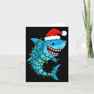 Santa shark christmas lights sharkmas tree xmas card