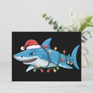 Santa Shark Christmas Lights Sharkmas Tree Xmas Invitation