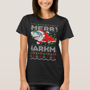 Santa Shark Christmas Lights Ugly Merry Sharkmas T-Shirt