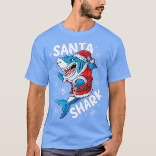 Santa Shark Christmas Pajamas Xmas Boys Men Merry  T-Shirt