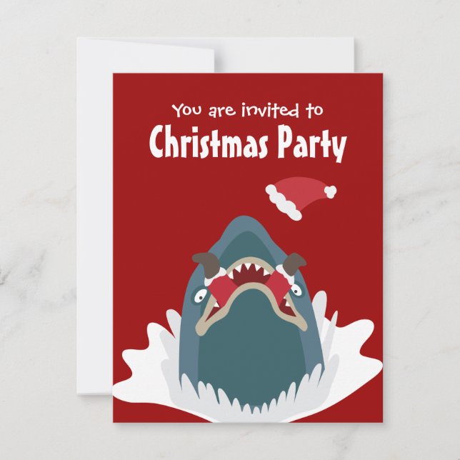 Santa & Shark Christmas Party Custom Invitation (Front)