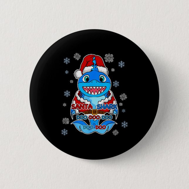 Santa Shark, Shark In A Santa Suit, Christmas Shar 6 Cm Round Badge (Front)
