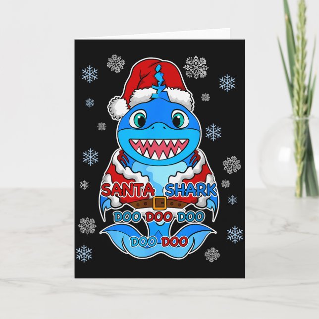 Santa Shark, Shark In A Santa Suit, Christmas Shar Card (Front)