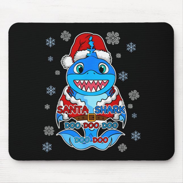 Santa Shark, Shark In A Santa Suit, Christmas Shar Mouse Mat (Front)