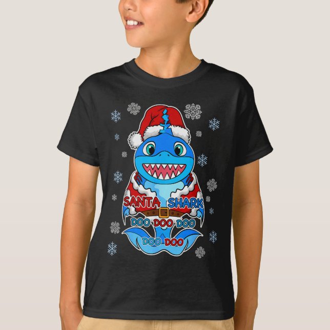 Santa Shark, Shark In A Santa Suit, Christmas Shar T-Shirt (Front)