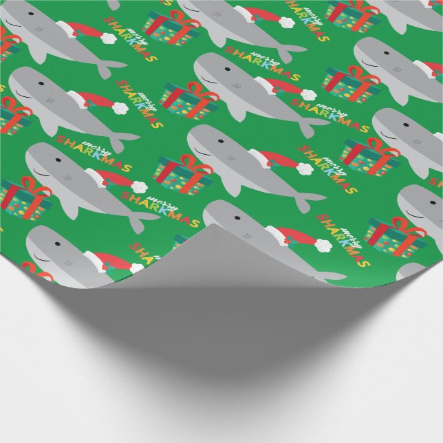 Santa Shark Wrapping Paper (Corner)