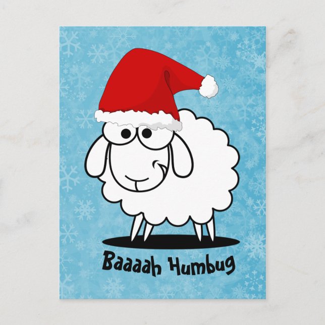 Santa Sheep Bah Humbug Postcard (Front)