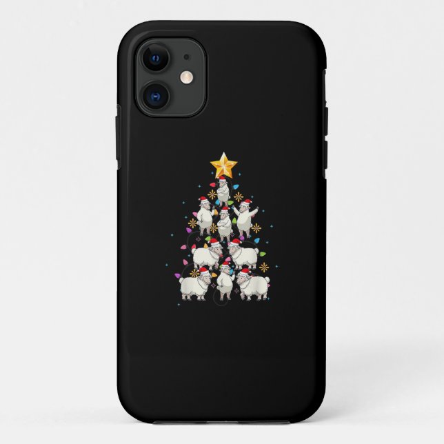Santa Sheep Christmas Tree Lights Funny Sheep Gift Case-Mate iPhone Case (Back)