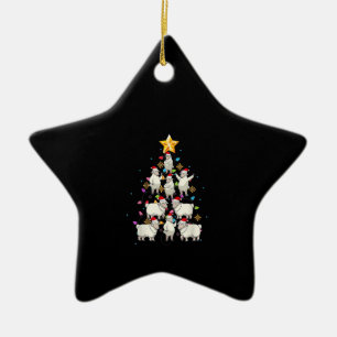Santa Sheep Christmas Tree Lights Funny Sheep Gift Ceramic Tree Decoration