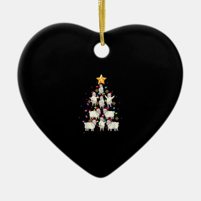 Santa Sheep Christmas Tree Lights Funny Sheep Gift Ceramic Tree Decoration (Front)