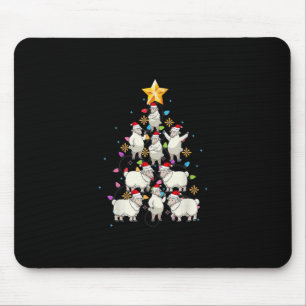 Santa Sheep Christmas Tree Lights Funny Sheep Gift Mouse Mat