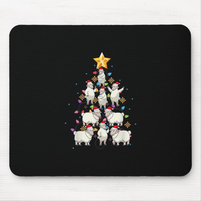 Santa Sheep Christmas Tree Lights Funny Sheep Gift Mouse Mat (Front)