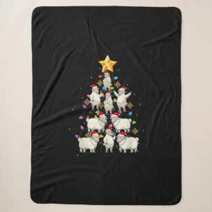 Santa Sheep Christmas Tree Lights Funny Sheep Gift Sherpa Blanket