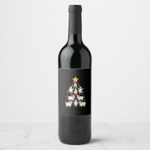 Santa Sheep Christmas Tree Lights Funny Sheep Gift Wine Label
