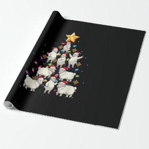 Santa Sheep Christmas Tree Lights Funny Sheep Gift Wrapping Paper