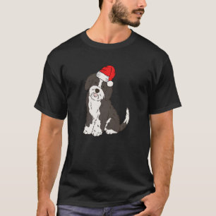Santa Sheepadoodle Winter Christmas Dog Mum Holida T-Shirt