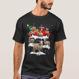 Santa Sheeps On Red Truck Christmas Tree Lights Xm T-Shirt