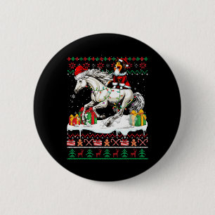 Santa Sheltie Riding Horse Christmas Sweater Lover 6 Cm Round Badge