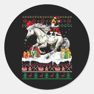 Santa Sheltie Riding Horse Christmas Sweater Lover Classic Round Sticker
