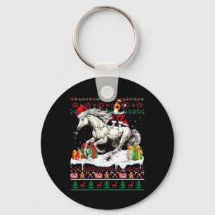 Santa Sheltie Riding Horse Christmas Sweater Lover Key Ring