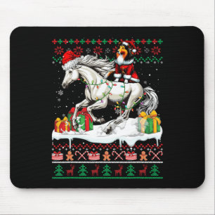 Santa Sheltie Riding Horse Christmas Sweater Lover Mouse Mat
