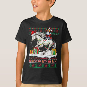 Santa Shetland Sheepdog Riding Horse Christmas Swe T-Shirt